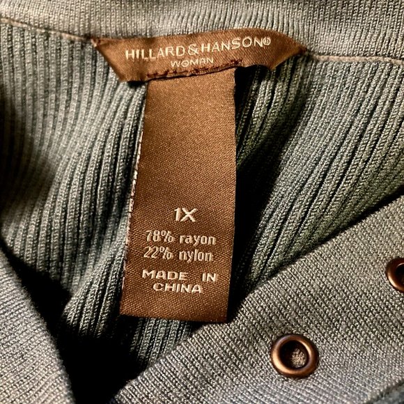 Hillard& Hanson Seafoam Green Ribbed V Neck 3/4 Sleeve Pullover Sweater, sz 1X - Picture 3 of 5